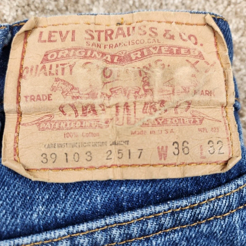 Vtg Lined Levis Pants Mens 33 Blue Jeans Denim‎ Orange Tab USA Men 36x31 Destroy